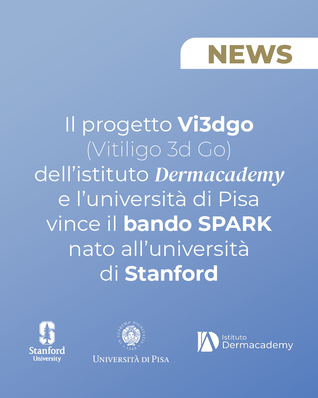 Il progetto Vi3Dgo di Dermacademy e Università di Pisa selezionato dal programma SPARK Pisa 2026 nato a Stanford